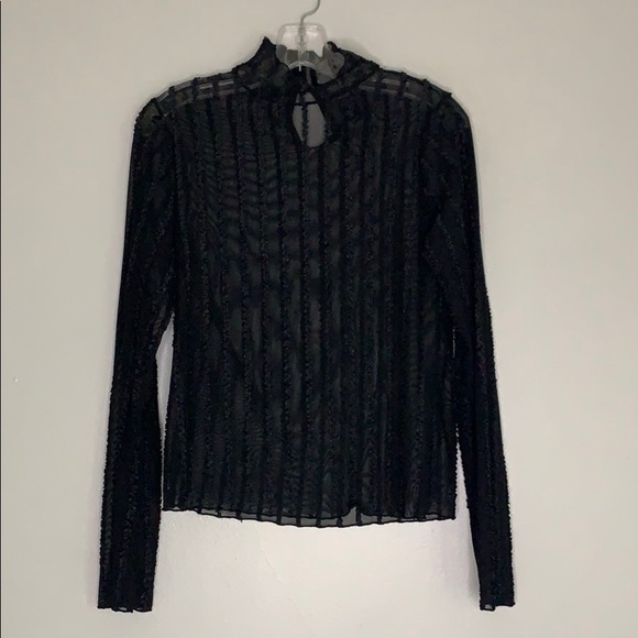 Bisou Bisou Tops - Bisou Bisou Michele Bohbot Sheer Mock Neck Top black large women’s